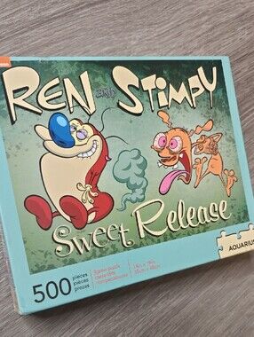 Tilly's Ren and Stimpy Sweet Release Puzzle - Aqua and Cream Artwork